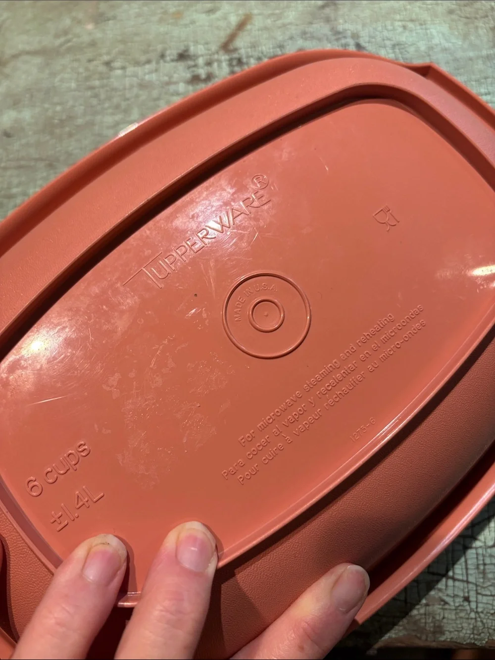 Vintage Tupperware Microwave Steamer 6 Cup Coral Salmon Covered Dish Insert
